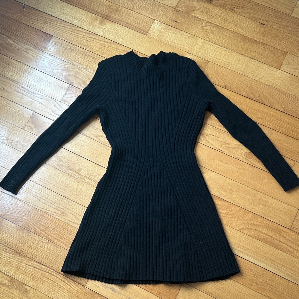 Hollister Black Long Sleeve Ribbed Dress